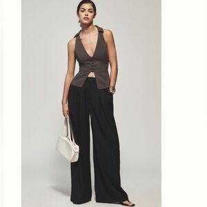 NWT Anthropologie Maeve The Avery Pleated Wide Leg Trousers Pants Wool Edition